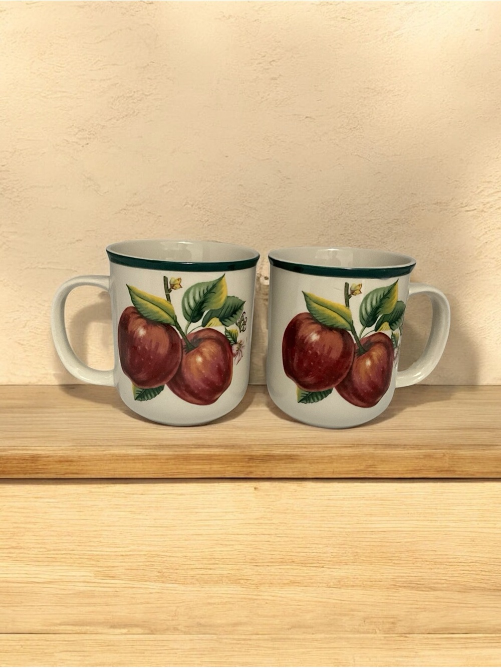 2 VTG China Pearl Casual Apples Stoneware Coffee-Tea Mugs